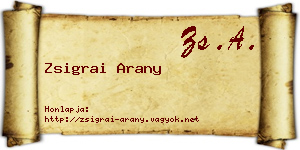 Zsigrai Arany névjegykártya