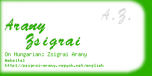 arany zsigrai business card